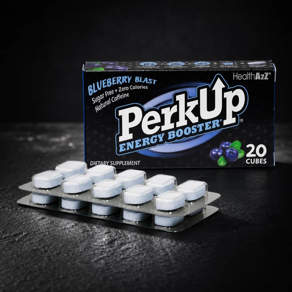 PerkUp Energy Booster Blueberry Blast — 20 cubes with blister strip